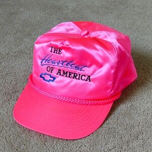 Vintage Neon Pink Chevrolet Heartbeat of America Adjustable Hat